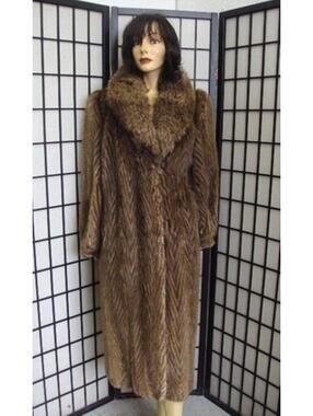 MINT NATURAL BROWN BEAVER W/ FOX FUR JACKET COAT WOMEN WOMEN SIZE 6-8 S-M